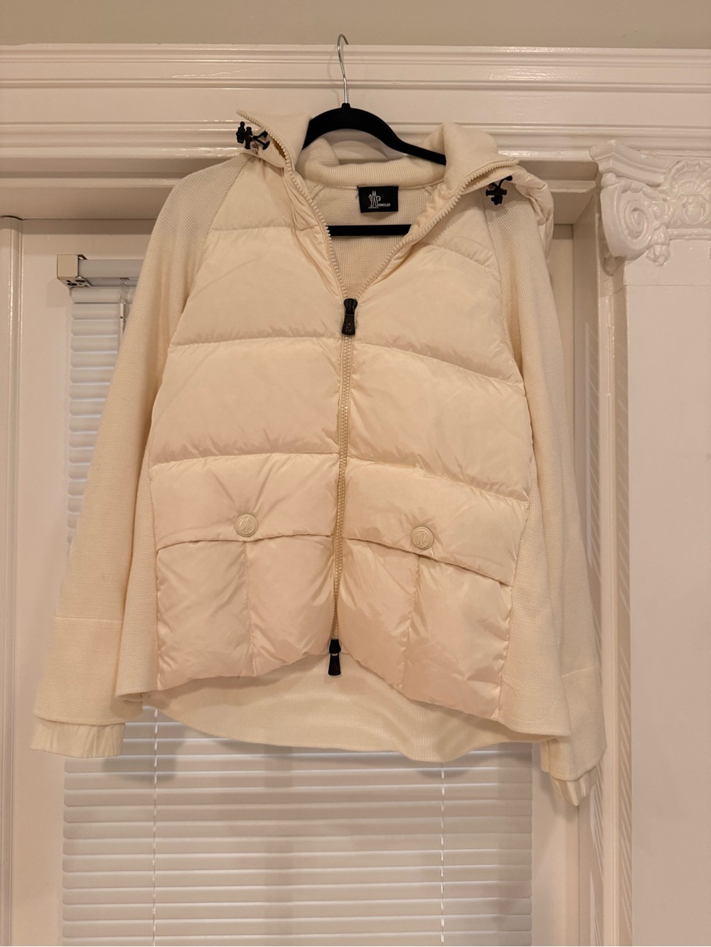 Moncler Grenoble Cream Quilted Hooded Puffer Jacket